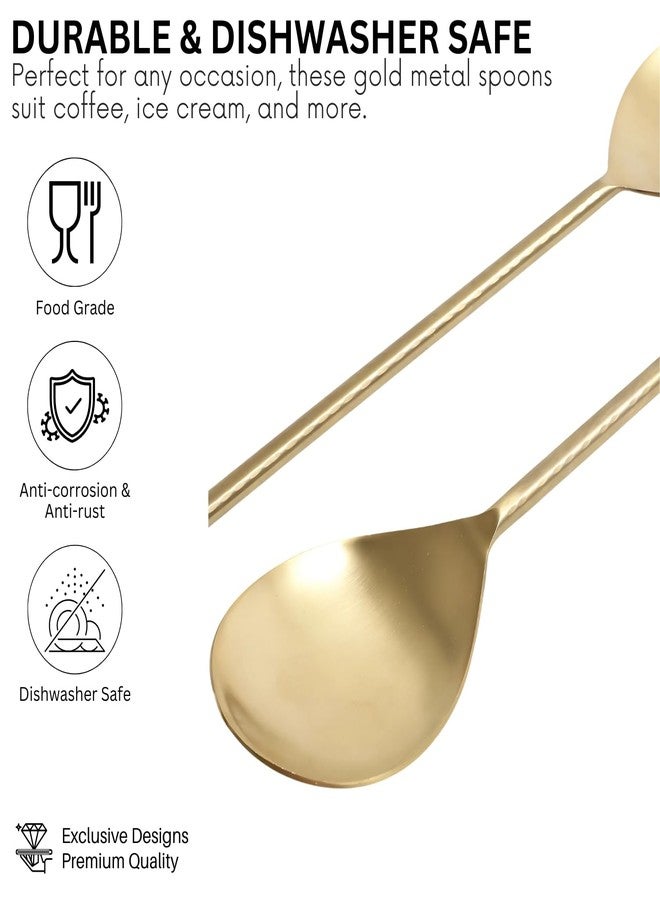 VarEesha Imperial Matt Gold Stainless Steel Serving Spoons Set of 2 | Elegant Lead Free Stainless Steel Server Set for Dinner| Serving Spoons for Dining Table| Cutlery for Gifting - Image 5